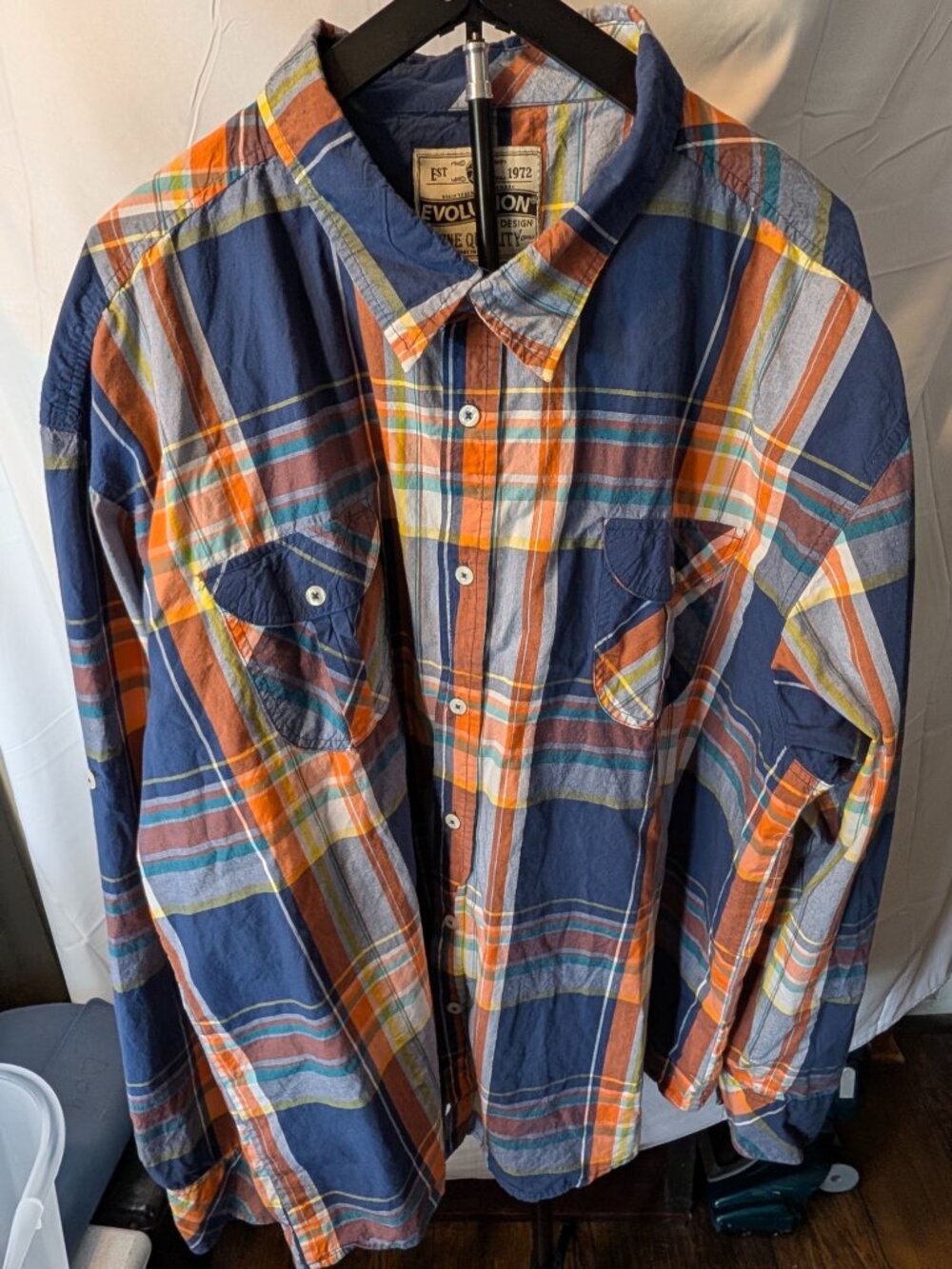 Evolution In Design Sz 5XL Men's plaid button down shirt